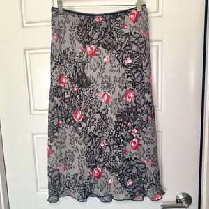 Black and Red Vintage Floral Lace Women's Skirt